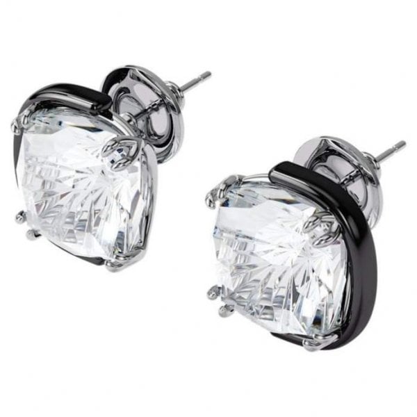 Harmonia stud earrings Cushion cut crystals, White