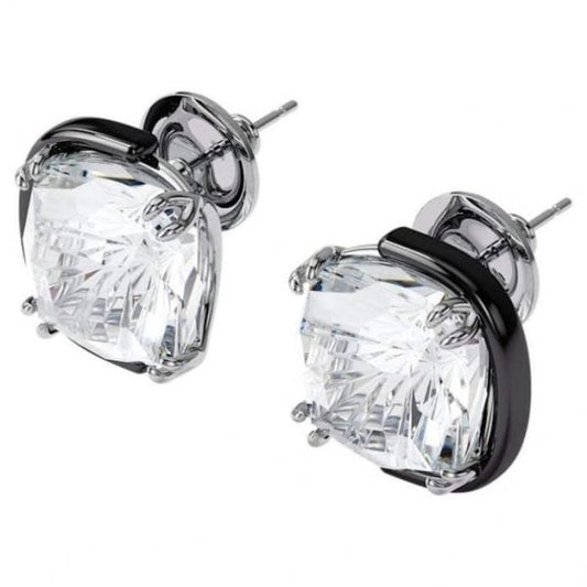 Harmonia stud earrings Cushion cut crystals, White