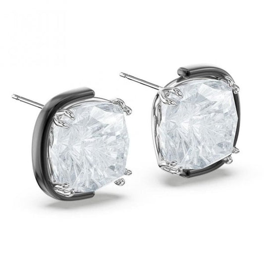 Harmonia stud earrings Cushion cut crystals, White