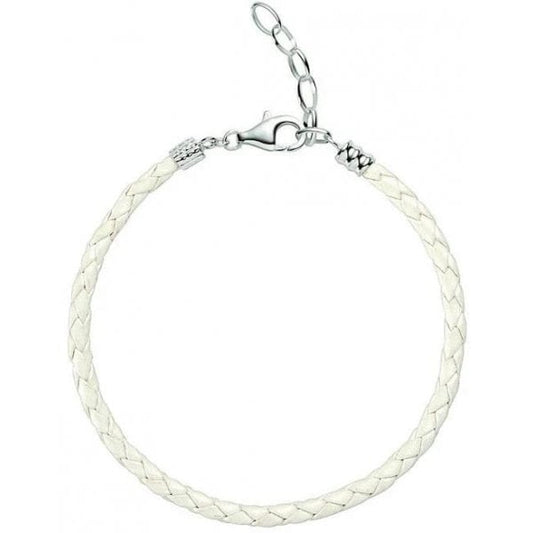 White Metallic Leather Braided Bracelet