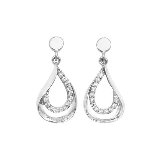 9CT WHITE GOLD CZ DROP EARRINGS