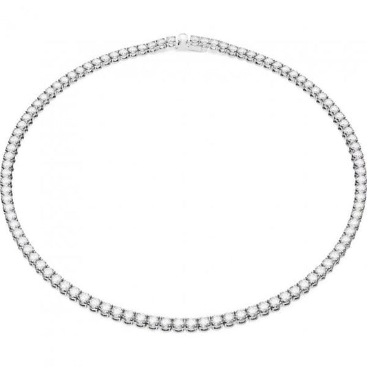 Matrix Tennis necklace, Round cut, White, Rhodium