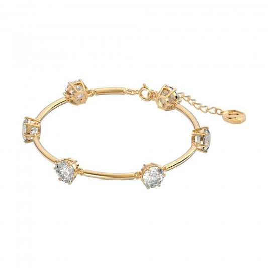 Constella bracelet, White, Gold-tone plated