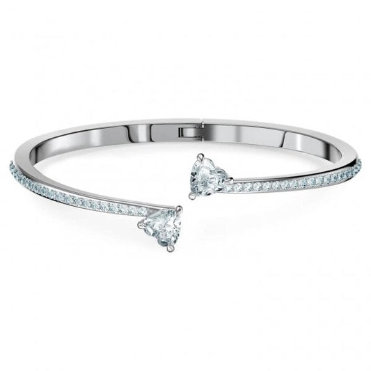 Attract Soul bangle Heart, White, Rhodium plated