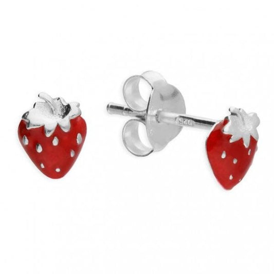 Strawberry Stud Sterling Silver Earrings