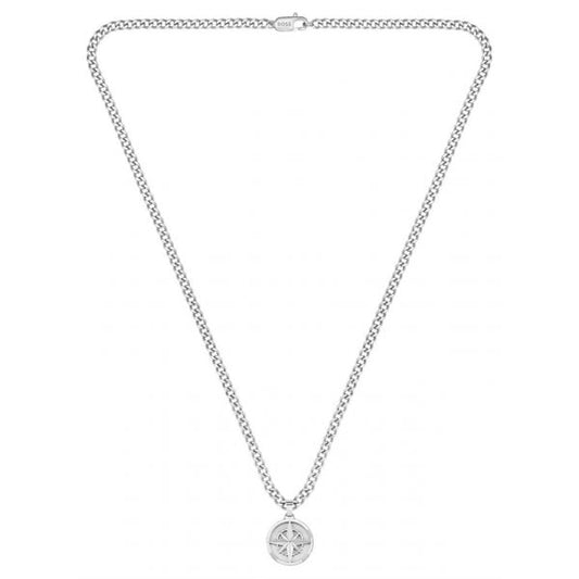 Gents North Stainless Steel Compass Chain Necklace