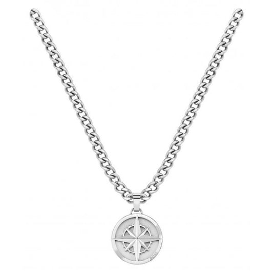 Gents North Stainless Steel Compass Chain Necklace