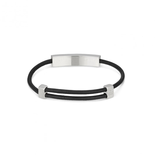 Gucci Tag Bracelet Silver & Black Cotton