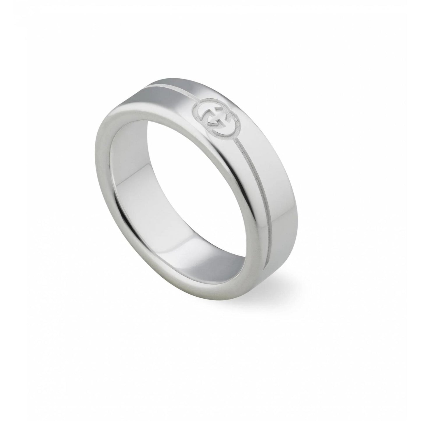 Silver GUCCI Tag Ring 6mm