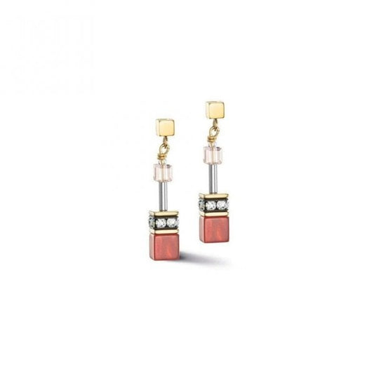 GeoCUBE® Iconic Precious Red-Beige Earrings