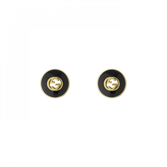 Gucci Interlocking Onyx Stud Earrings