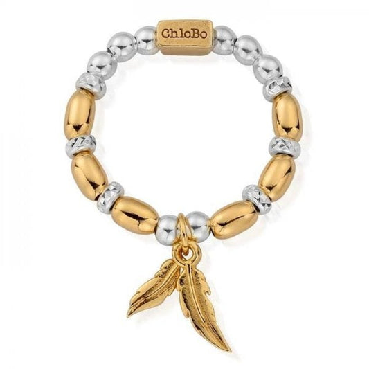 DAINTY DOUBLE FEATHER RING, MEDIUM