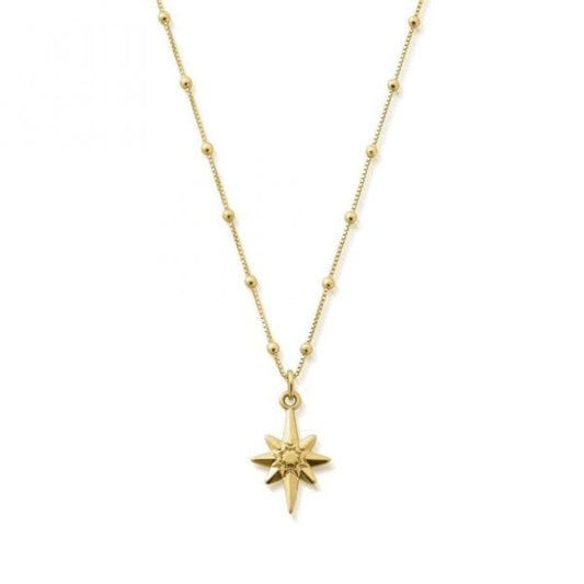Gold Bobble Chain Lucky Star Necklace