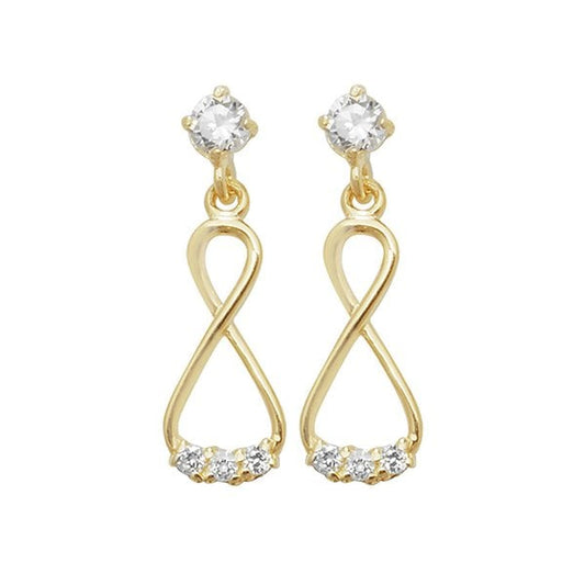 9CT YELLOW GOLD CZ INFINITY DROP EARRINGS