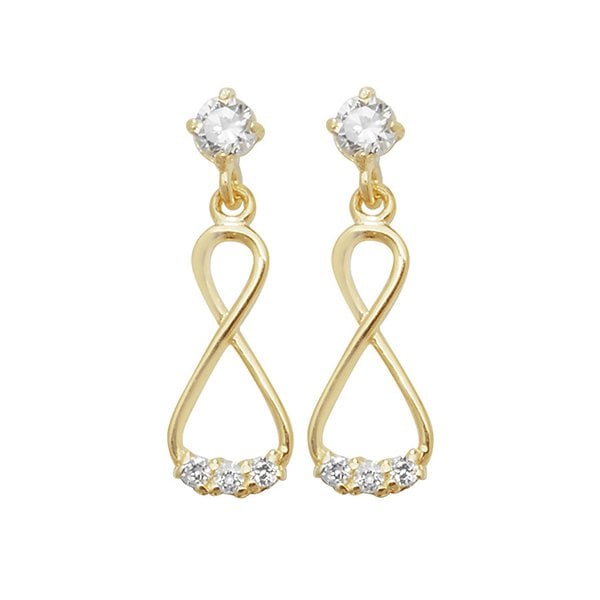 9CT YELLOW GOLD CZ INFINITY DROP EARRINGS