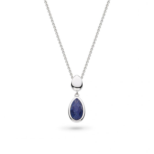 Coast Pebble Azure Gemstone Duo Droplet Necklace