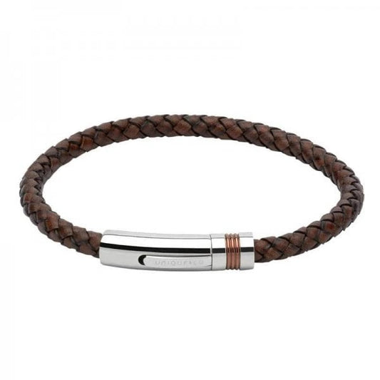 Gents Brown Leather Bracelet 21cm