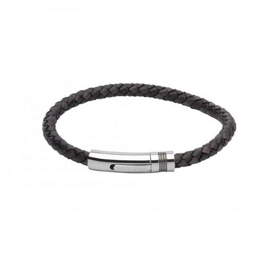 Gents Black Leather Bracelet 21cm