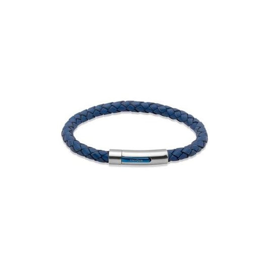 Gents Blue Leather Bracelet 21cm