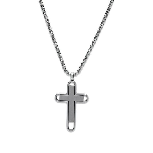Steel Pendant Matte & Polished Necklace