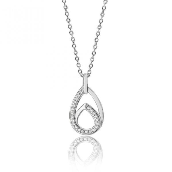 Double Pear Shape Cubic Zirconia Chain Pendant