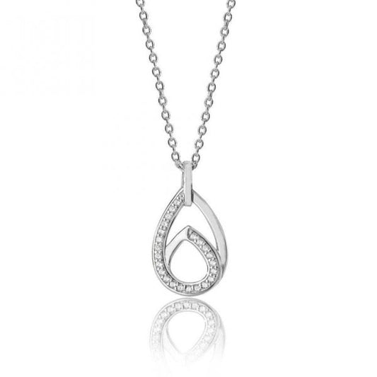 Double Pear Shape Cubic Zirconia Chain Pendant