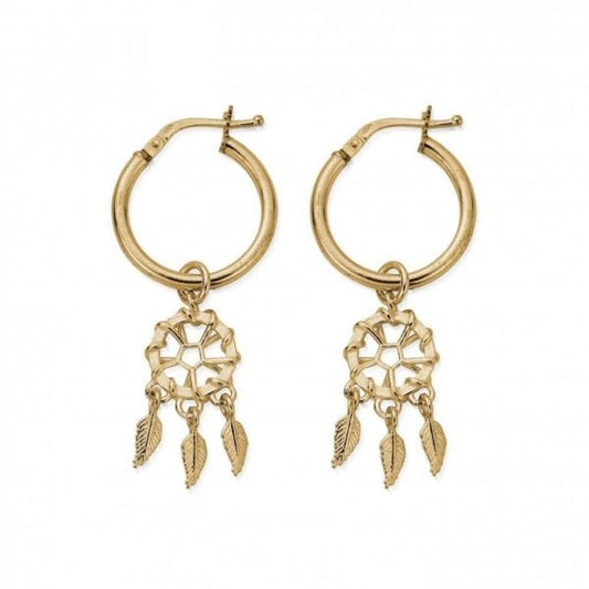 Gold Dream Catcher Hoops