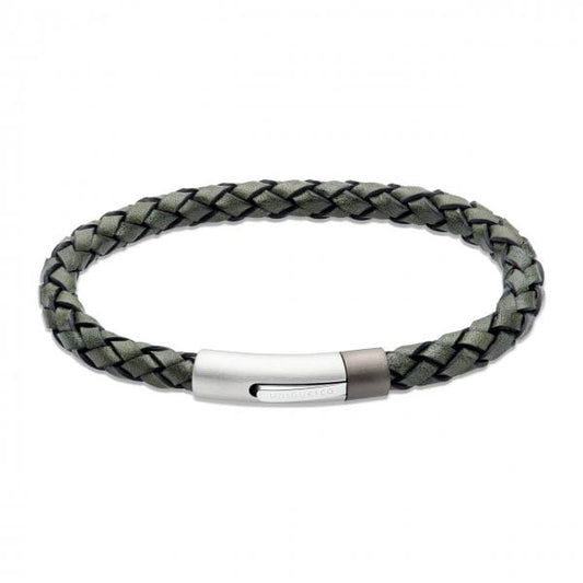Gents Dark Green Leather Bracelet 21cm