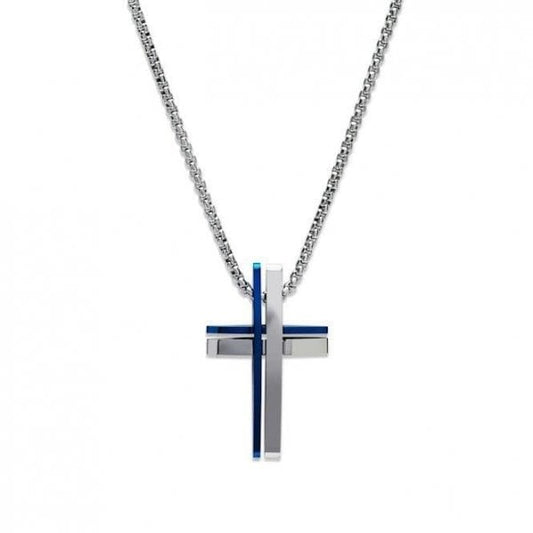 Steel Pendant with Blue IP Plating Necklace