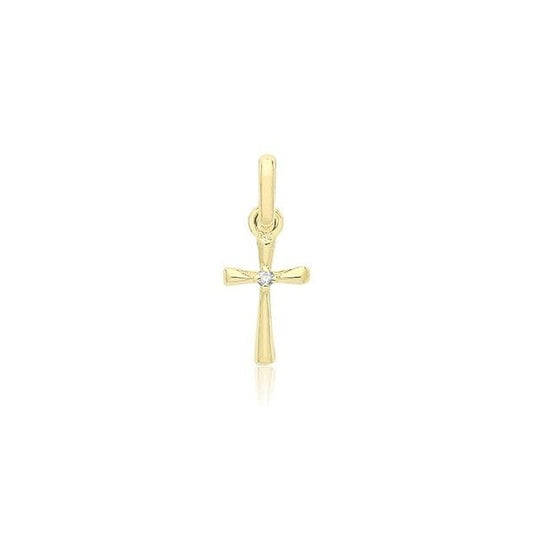 9CT YELLOW GOLD CROSS PENDANT WITH CZ