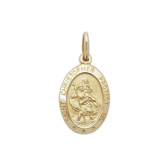 9CT YELLOW GOLD OVL ST CHRISTOPHER PENDANT