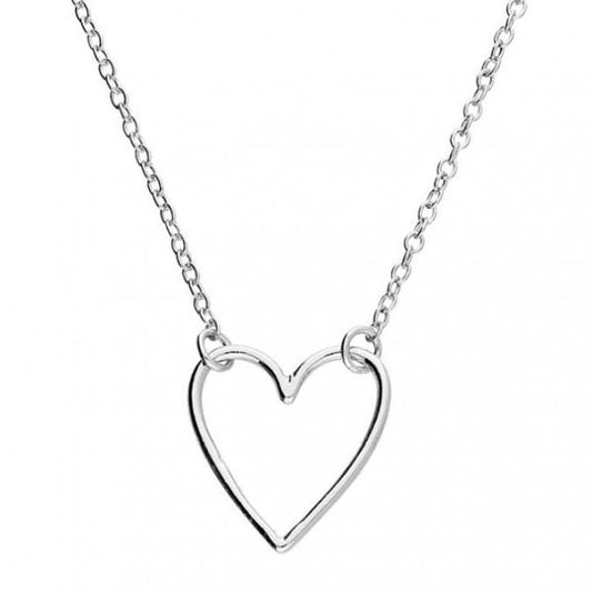 Small plain open heart on a trace chain Necklace