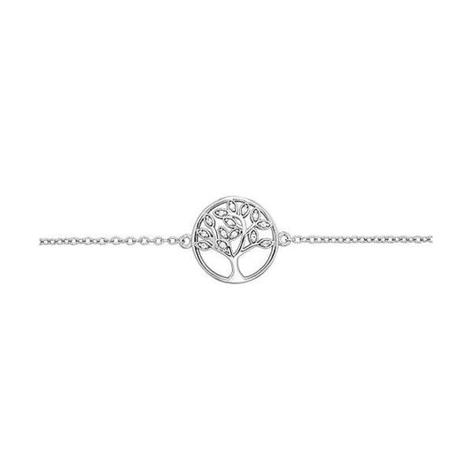 SILVER LADIES' CZ TREE OF LIFE BRACELET