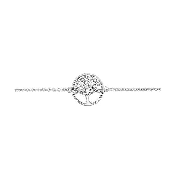 SILVER LADIES' CZ TREE OF LIFE BRACELET