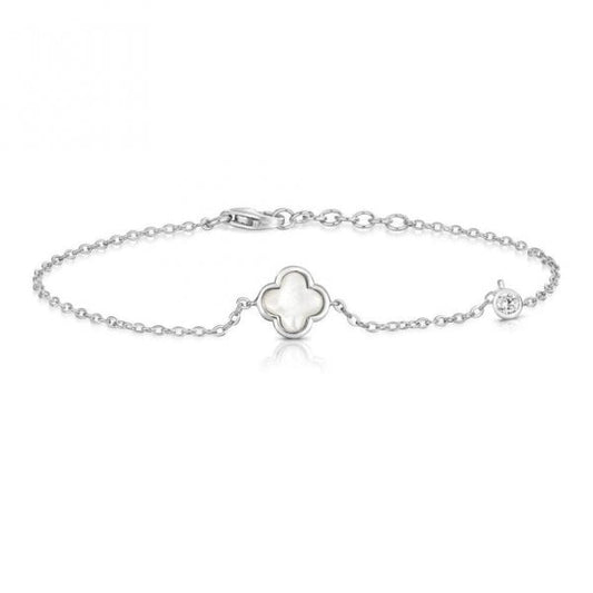 Mother of Pearl Clover Cubic Zirconia Bracelet