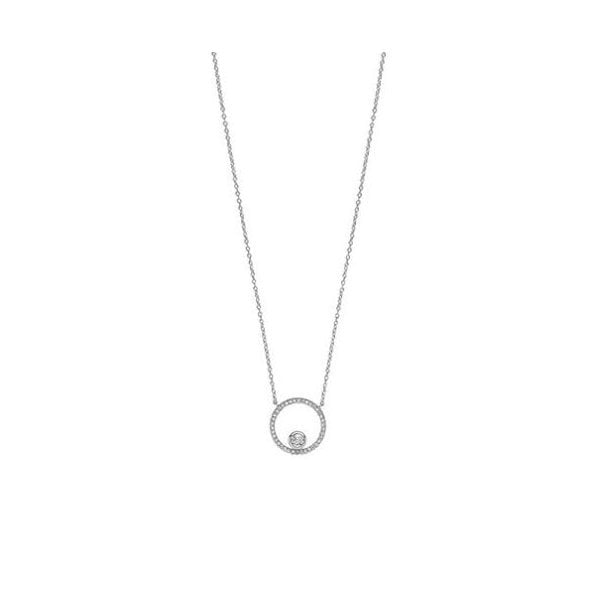 RND HALO CZ PENDANT ON FIXED CHAIN
