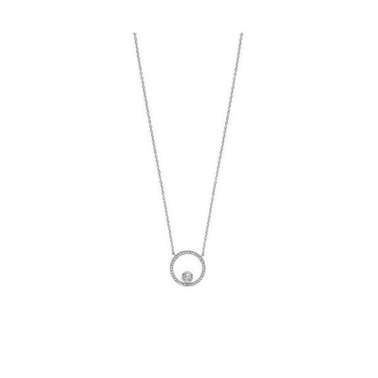 RND HALO CZ PENDANT ON FIXED CHAIN