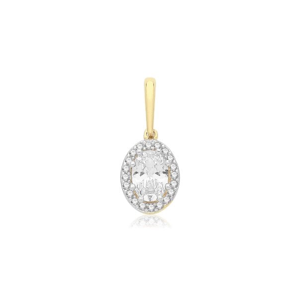 9CT YELLOW GOLD OVL CZ PENDANT