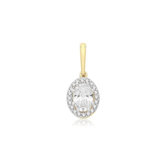 9CT YELLOW GOLD OVL CZ PENDANT