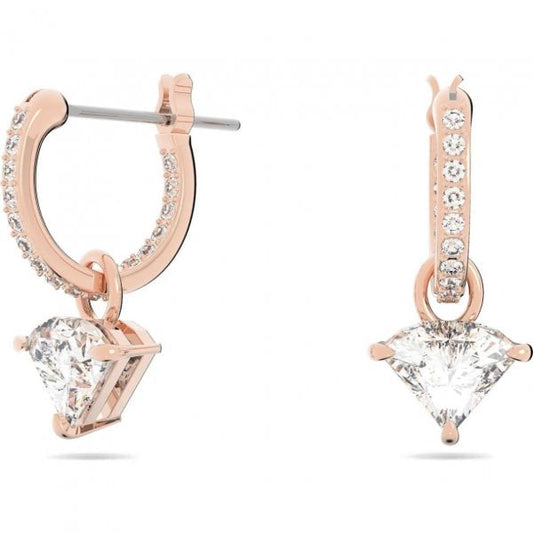 Ortyx drop earrings, Triangle cut, White, Rose