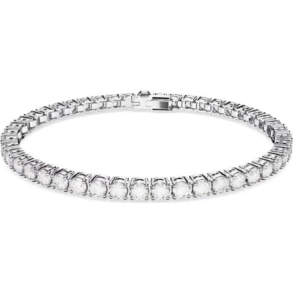 Matrix Tennis bracelet, Round cut, White, Small