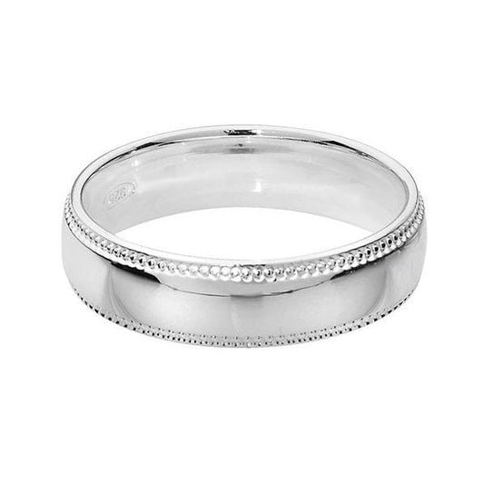 SILVER WEDDING RING 5MM - SIZE S
