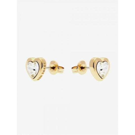YELLOW GOLD PLATED HAN CRYSTAL HEART EARRINGS