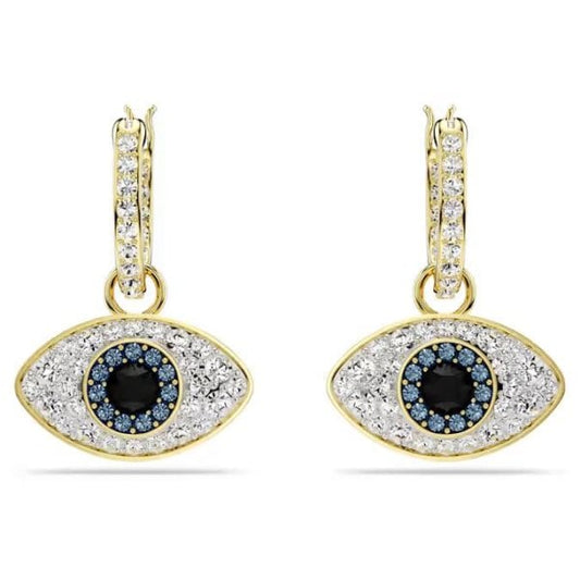 Symbolica drop earrings, Evil eye, Blue, Gold-tone