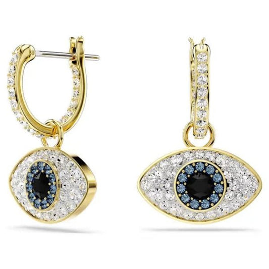 Symbolica drop earrings, Evil eye, Blue, Gold-tone
