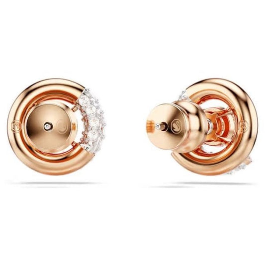 Dextera stud earrings, Round cut, White, Rose gold
