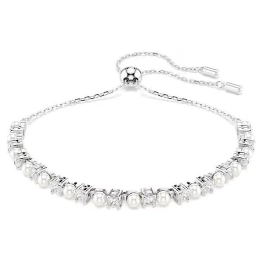 Matrix bracelet, Crystal pearl, Round, White