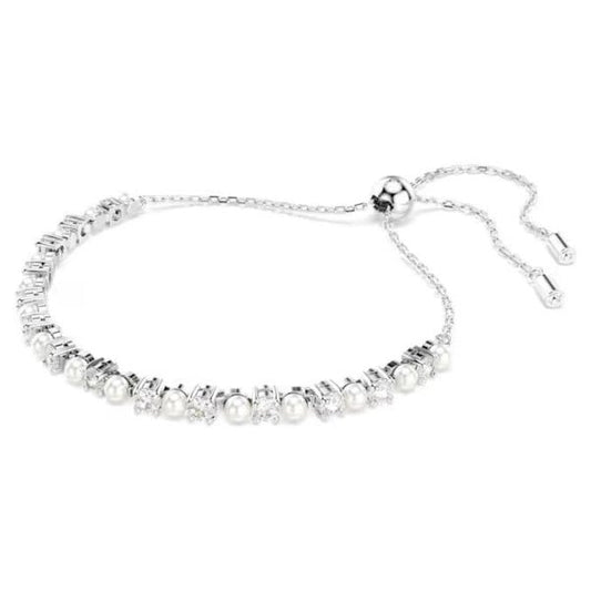 Matrix bracelet, Crystal pearl, Round, White