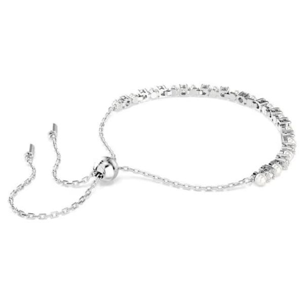 Matrix bracelet, Crystal pearl, Round, White