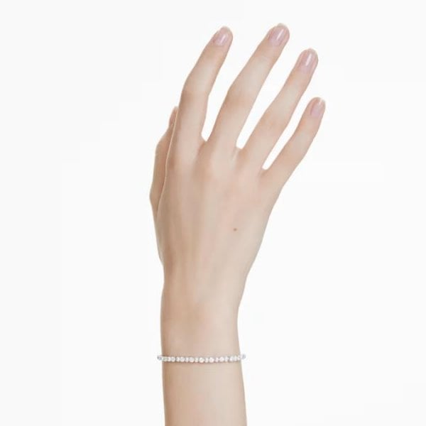 Matrix bracelet, Crystal pearl, Round, White